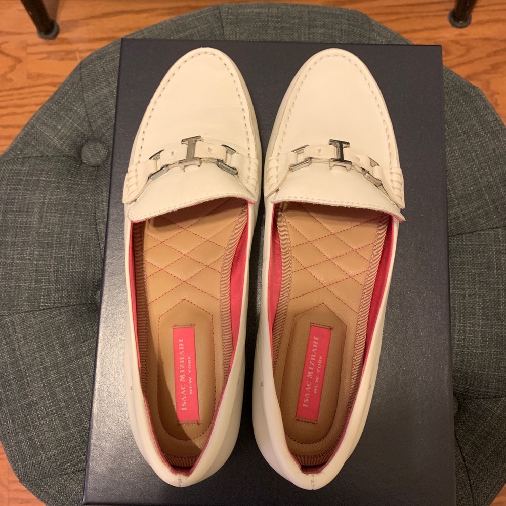 Leather slip-on with silver accent, like new